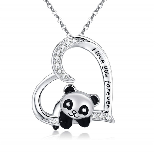 Fashion 925 Silver Panda Cute Necklaces 