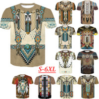 Native Pattern Printed T Shirt Mens and Women Indian Retro Tops O-neck ...