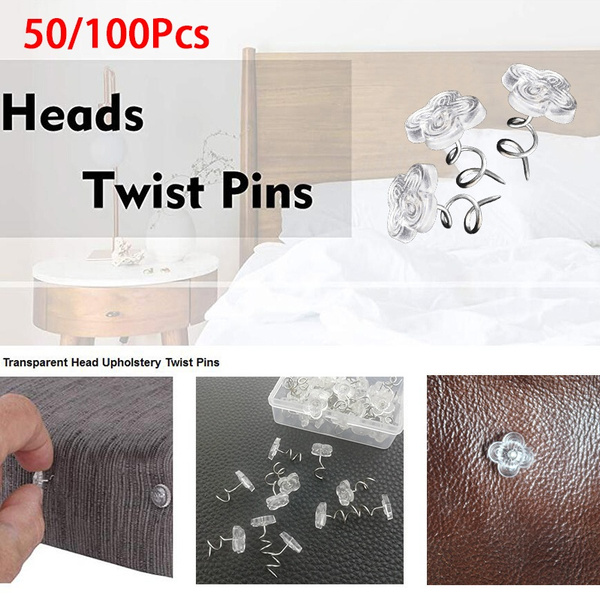 100 Pcs Headliner Fabric Twist Pins with Clear Heads Upholstery Cover Fixer 