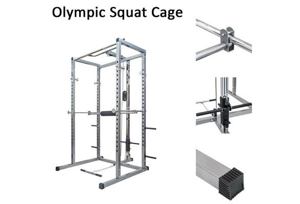 Merax athletics fitness power rack olympic squat cage with lat best sale pull attachment