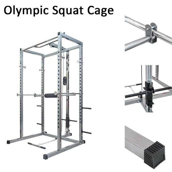 NEW Power Rack Athletics Fitness Olympic Squat Cage with Lat Pull Attachment