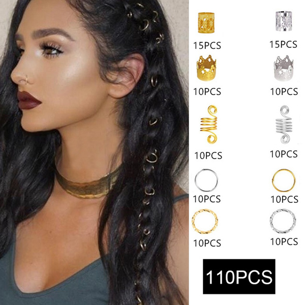 340PCS Hair Coil Dreadlocks Beads Aluminum Hair Cuffs Hair Jewelry Rings  Clips For Braids Accessories (Gold And Silver) Gold Hair Rings | 200pcs  Beads For Hair Braids, Hair Jewelry For Women Braids,