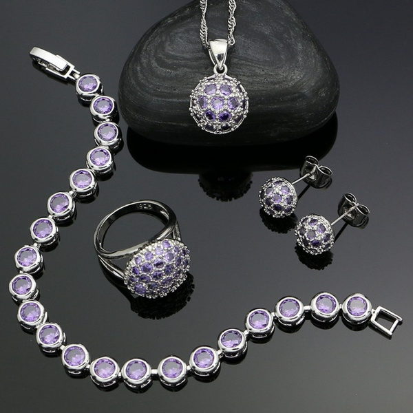 Amethyst earrings and necklace on sale set