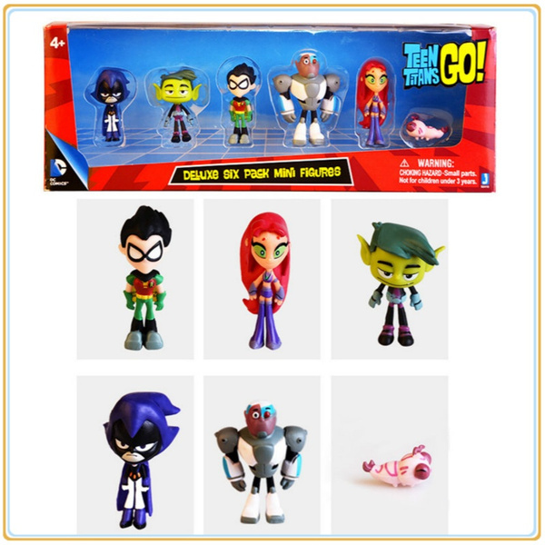 New Robin Raven Kids Gift Toy Teen Titans Go Teen Titans Action Figure 6-Pack 2" 