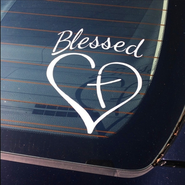 New Arrival Blessed Cross and Heart Christian Decal Vinyl Sticker Cars ...