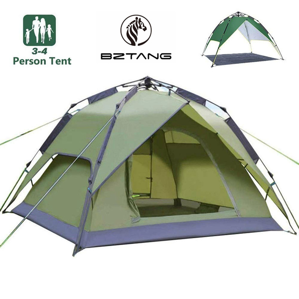 BZTANG 3-4 Person Automatic Pop up Dome Tent for Camping Instant Waterproof  Tent Green/Blue | Wish
