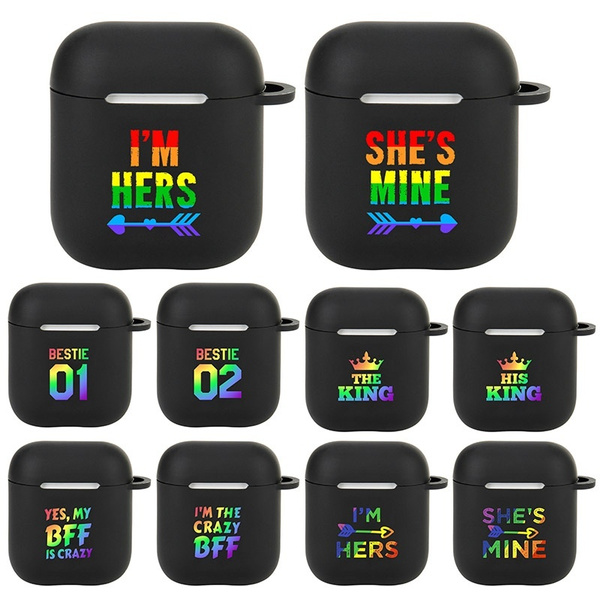 Lgbt Bluetooth Airpods Earphone Case Portable Sports Headphone Cover English Letter Headphone Cover His King Protective Case