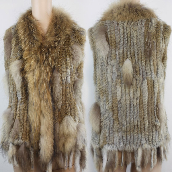 Real Fur Vest Rabbit Fur Vest Fashion Gilet Real Fur Gilet