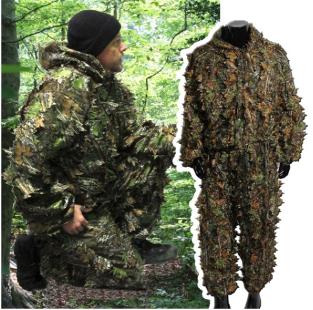 Outdoor Camo Suits Ghillie Suits 3D Leaves Woodland Camouflage Clothing Army 