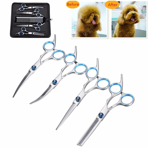 Professional Pet Grooming Scissors Kit Stainless Steel Round Tip