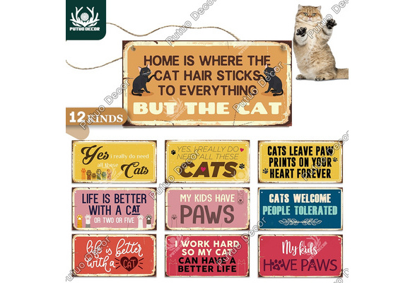 10 Round Wooden Sign: Vintage Scaredy Cats Welcome [AP7301