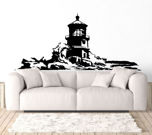 Lighthouse Wall Art Decal Vinyl Sticker Decor Mural Transfer Sea Ocean ...