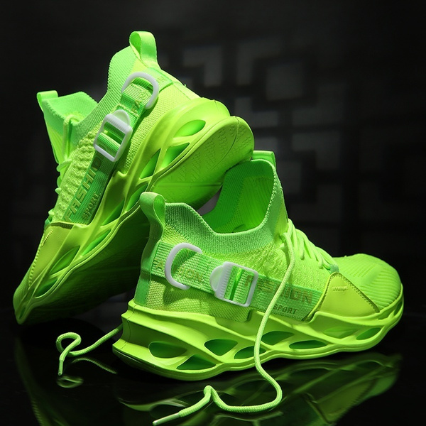 new casual non slip neon green sports running shoes for women