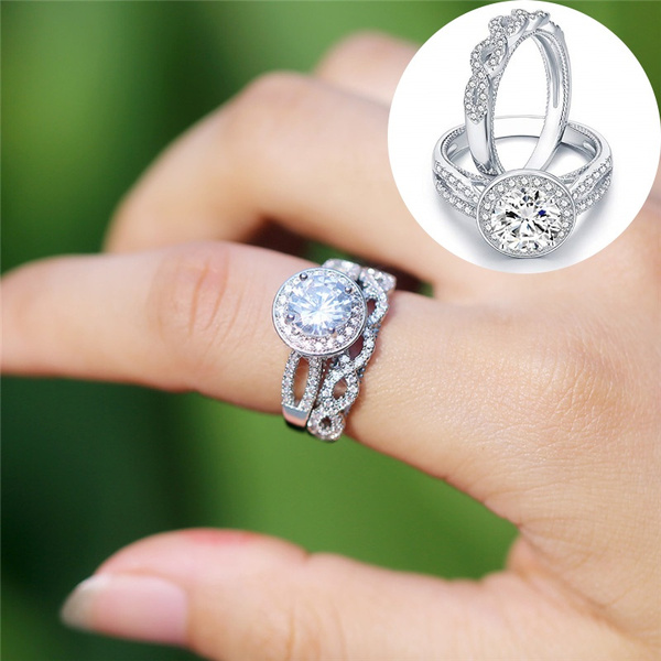 Joyería Compromiso Rhinestone Ring Wedding Jewelry Amante Joyería Compromiso Rhinestone Ring Wedding Jewelry Amante