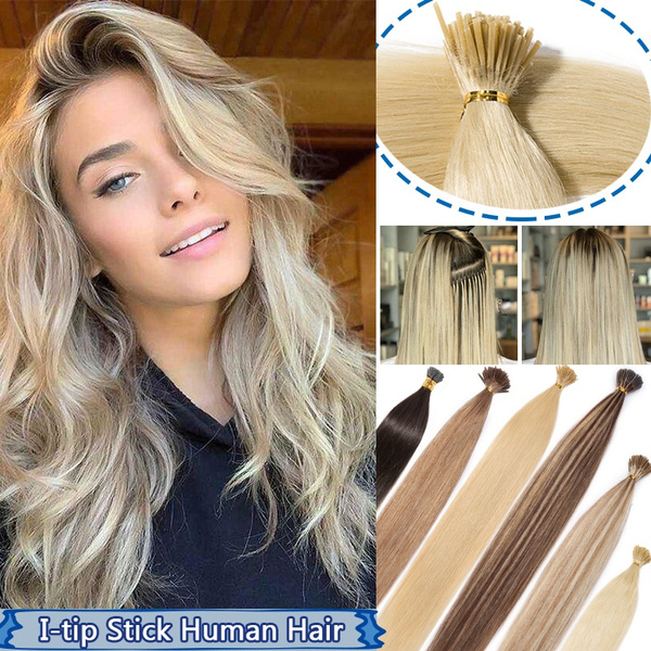 Pre-Bonded Keratin Stick I-Tip Hair Extensions - Remy Human Hair, Double Drawn, 24" Length, Various Colors 11 thumbnail image