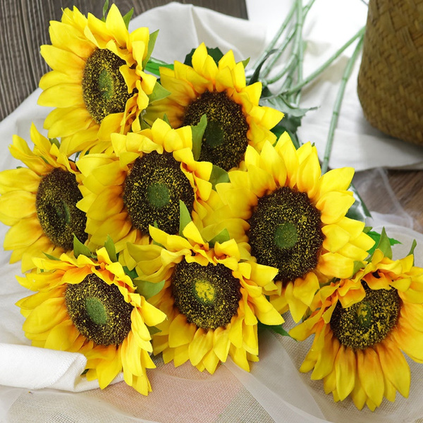 1/10 Heads Beauty Fake Sunflower Artificial Silk Flower Bouquet Home ...