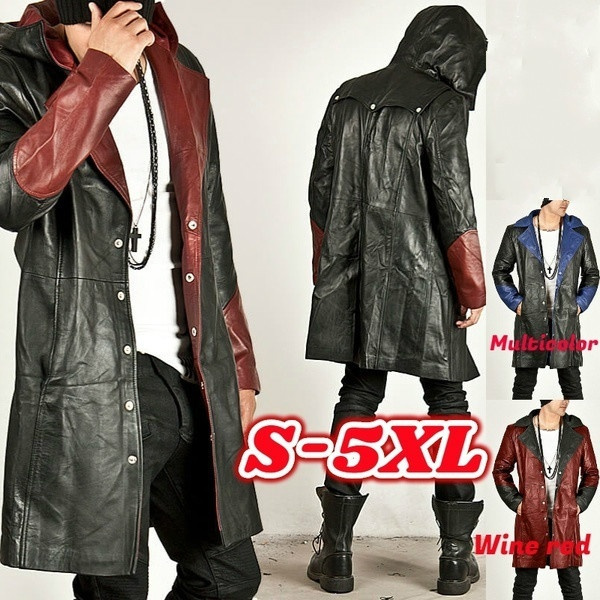 Fashion Men Long Faux Hooded Leather Coat Gothic Lapel Collar Black Blade Vampire Steampunk Jacket Goth Style Coats Jackets Victorian Trench S 5xl Wish Fashion Men Long Faux Hooded Leather, Hooded Leather Trench Coat Jacket
