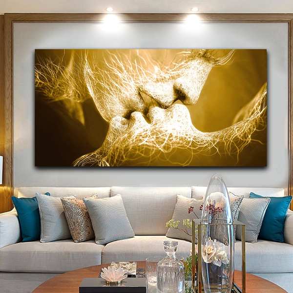 Unframed Abstract oil painting Love Kiss Wall Art Canvas Prints Pictures For Living Room Modern