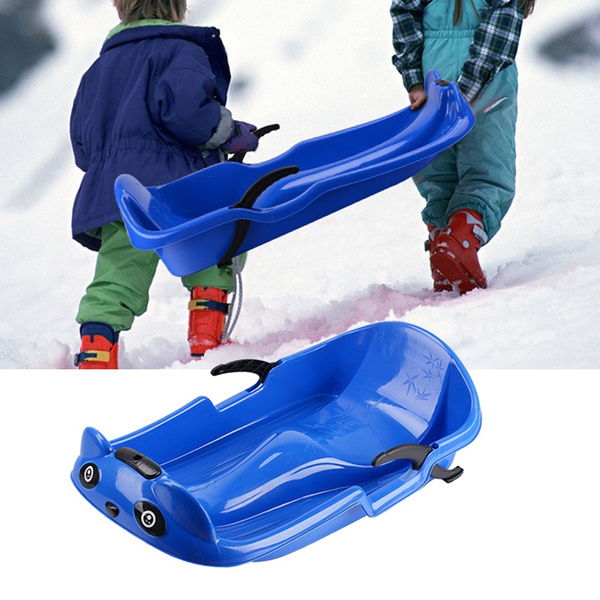 Large Plastic Sledge Rope Kids Adult Toboggan Sled Sleigh Winter Snow Board 