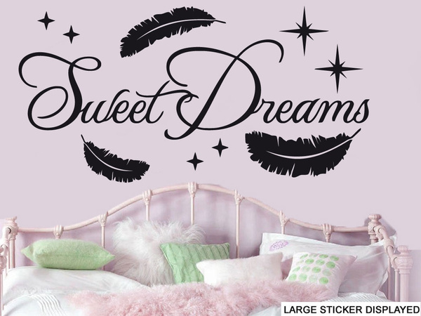 Sweet Dreams Design Wall Art Vinyl Stickers Feathers Stars Bedroom Sweet Dreams Design Wall Art Vinyl Stickers Feathers Stars Bedroom