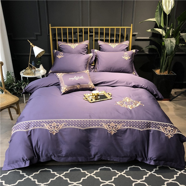 Egyptian Cotton 7Pcs Bedding Sets Princess Style BedLinen Delicate  Embroidery Queen King Size Quilt Cover Pillowcase Bed Sheets Cushion  Cover（Main 