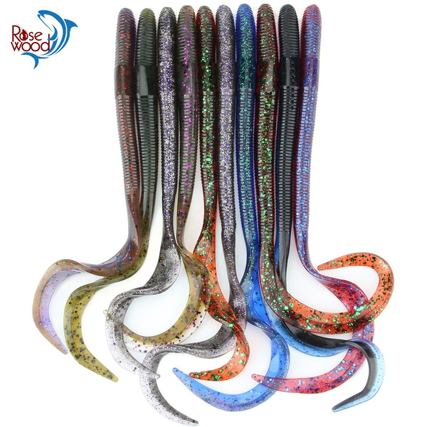 Big Squirm Ribbon Tail Worm Best Plastic Worms For Bass Fishing 8.5g/0.3oz,  10.2g/0.36oz, 6pcs/Lot