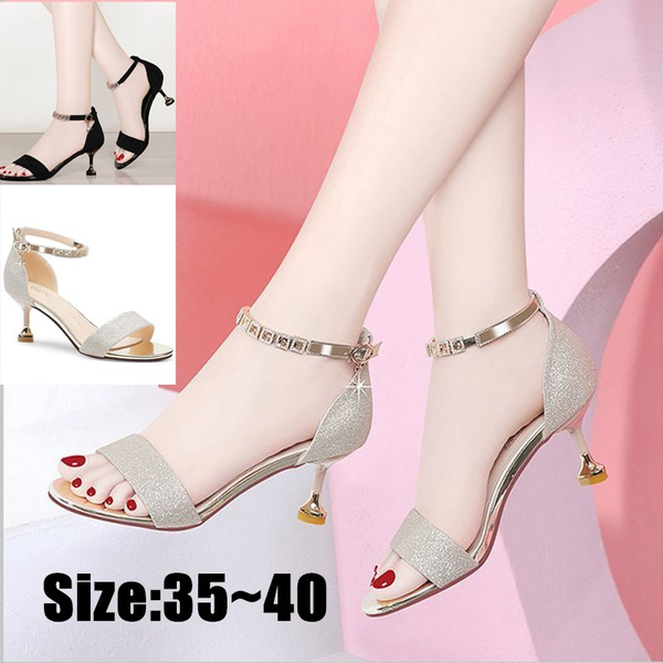 Fashion New Thin Heel Diamond Square Head Flat Belt High Heel Sandals-Black  | Jumia Nigeria