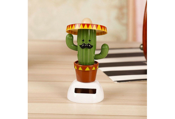 Cactus Shaking Head Dancing Car Ornament Battery Powered/USB Rechargeable Dashboard Decor Toy Gift for Kids 
