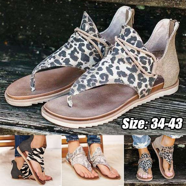 Leopard zip flip flop sandals hot sale