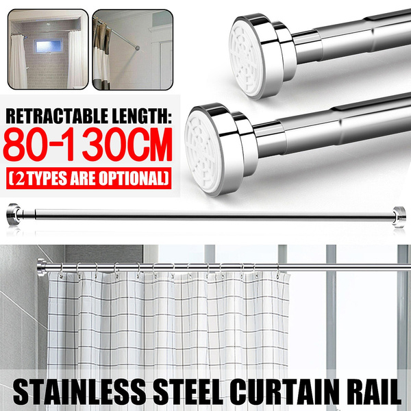 Telescopic Shower Curtain Rail Extendable Rail Rod Pole Rods Rails Silver Wish