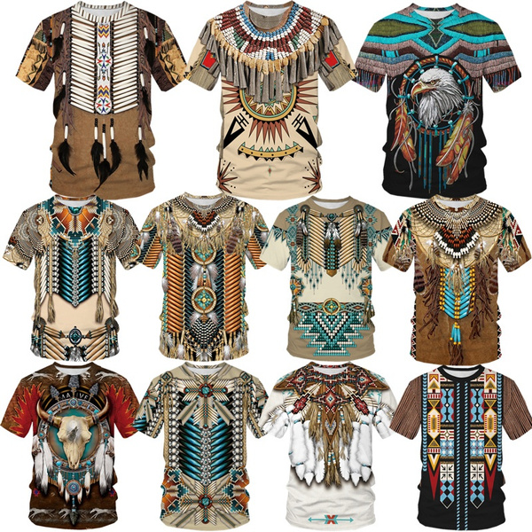 New Trendy 11 Styles Men's Summer 3D Print Indian Style T Shirts Retro  Native Americans Indian Pattern Short Sleeves T Shirt Fashion Short Tops