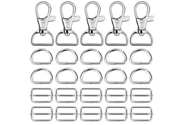 Strap Backpack Repairing DIY Craft Accessories D Rings and Triglide Slide Buckle for Handbag Purse Hardware Fasteners Coolty 75pcs Metal Bulk with Key Chain Swivel Snap Hooks 