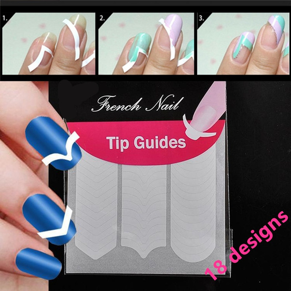 Blazen zo Verzoenen 18 Sheets/set Nails Guide Tips Stickers French Manicure Nail Art Decals For  Nail DIY Styling Tools | Wish