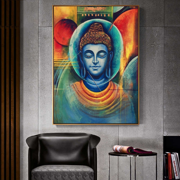 Large Meditation Buddha Wall Art Painting Abstract Buddhism Poster And Print Modern Home Decor Buddhist Picture For Living Room No Frame Wish - Buddhist Wall Decor