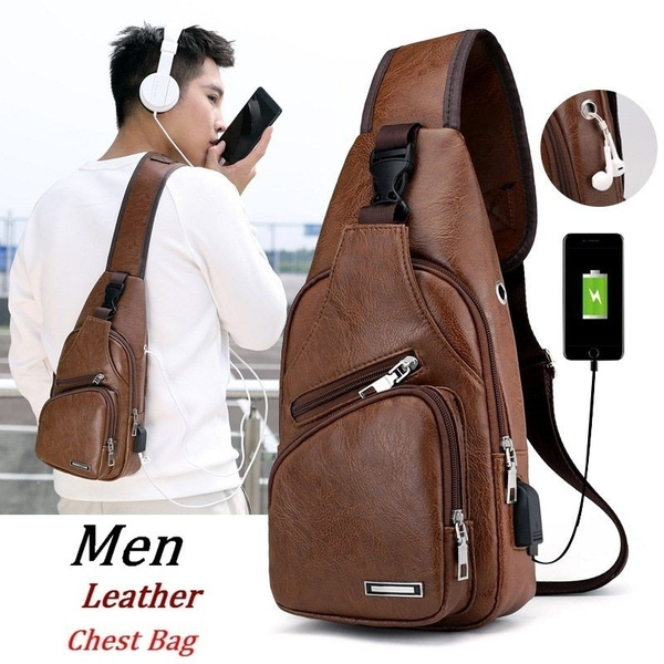 men's leather chest bolsa