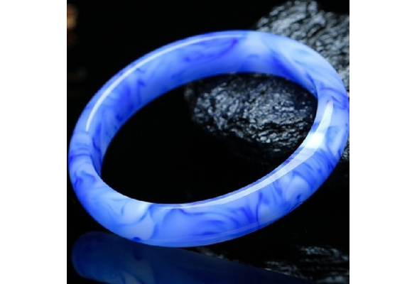  [Fei mao lv]Blue White Agate Jade Bracelets For Women Teen  Girls Ladys.Elegant And Chic Charm Chain Bracelet Bangle Fashion Jewelry  With Gift Boxes. (Tin and round, 54mm/2.12''): Clothing, Shoes & Jewelry