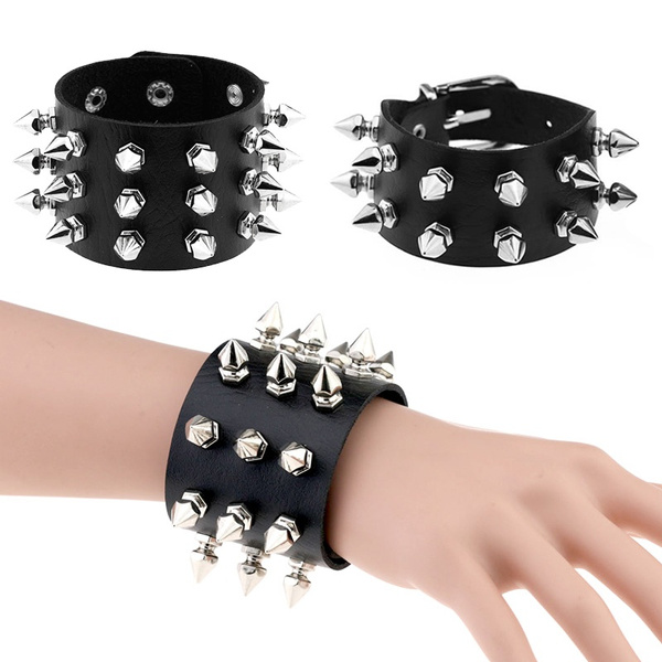 JOVIVI Punk Pu Leather Skull Design Bracelet Wristband Adjustable Size 7 to  8 Inches Include a Gift Pouch(#10) : Amazon.in: Fashion