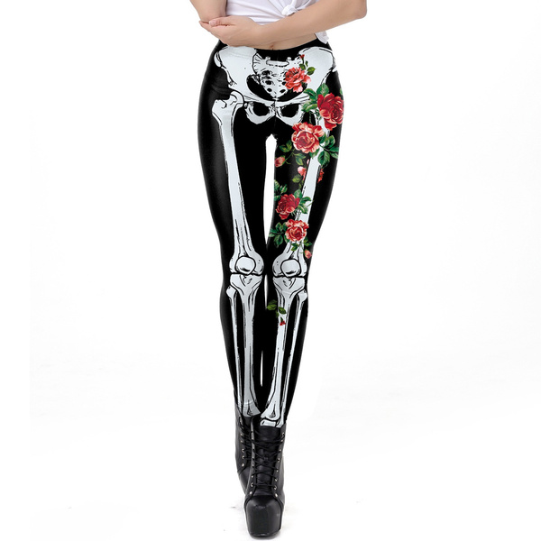 New Gothic Style Rose Skeleton Printed 