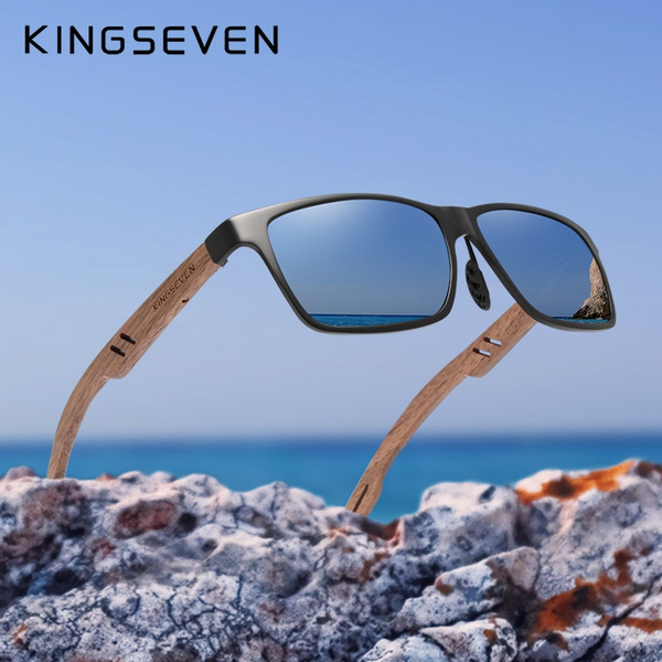 Authentic KINGSEVEN 2020 New Design Aluminum+Handmade Walnut Wooden  Sunglasses Men Polarized Eyewear Accessories Sun Glasses For Women 5507