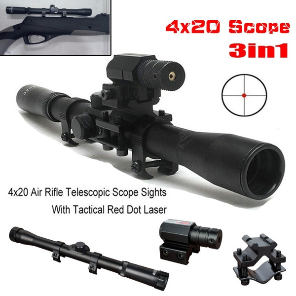 4x20 Rifle Optics Scope Tactical Crossbow Riflescope with Red Dot Laser Sight 