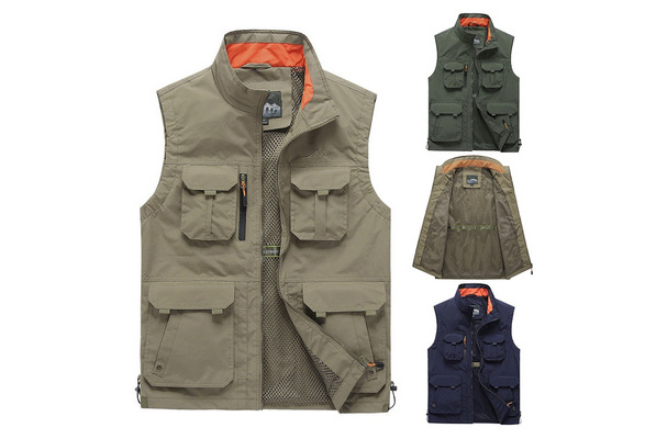 Outdoor Casual Mens Vest Multi-pockets Zipper Jackets Sleeveless Male  Photography Fishing Military Men Travel Drift Work Vests