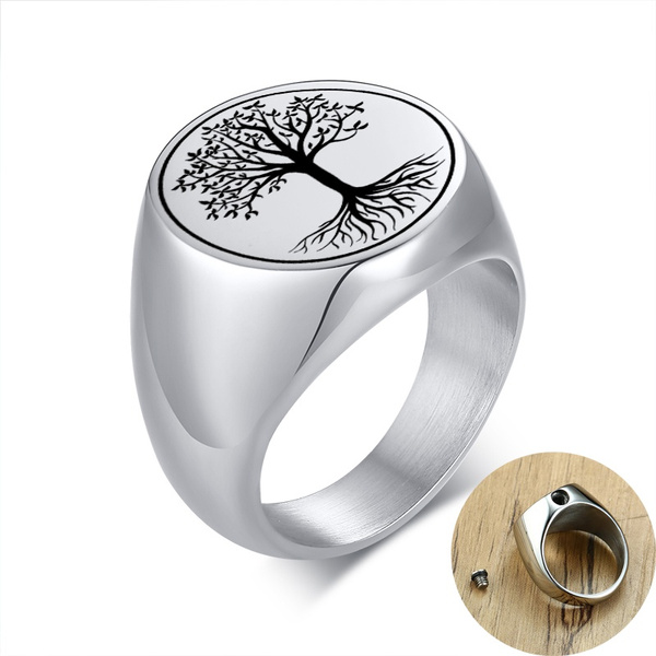 Cremation Rings for Ashes Stainless Steel Memories Tree of Life Jewelry Wish