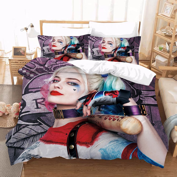 Fashion New 3D Digital Bedding Set Movies Suicide Squad Joker/Harley Quinn Hip Hop Style Comfoter Cover for Kids and Adults Single Twin Full Queen King Size | Wish