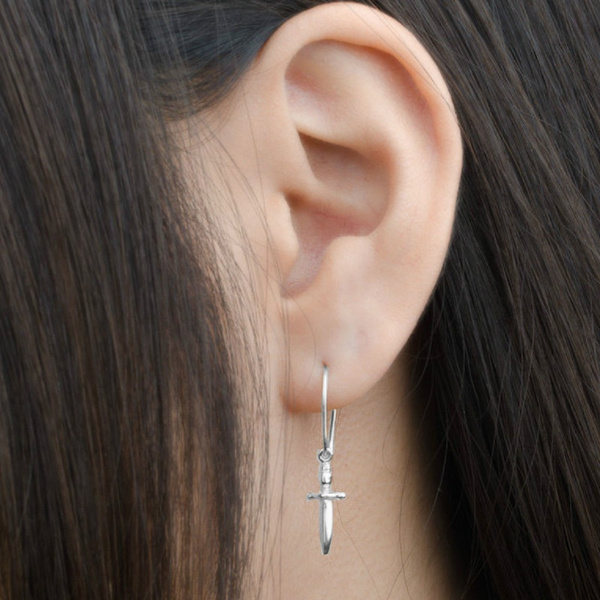 Hanging shop sword earring