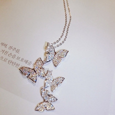 butterfly, rainbow, Chain Necklace, DIAMOND