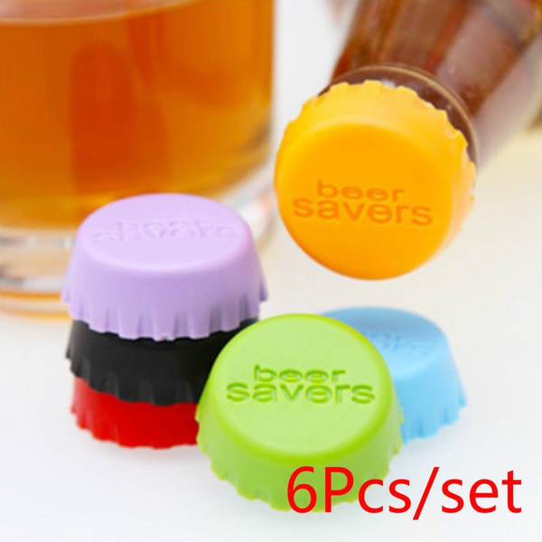 6pcs Beer Bottle Cap Silicone Colorful Leak Free Wine Bottle Sealer Stopper