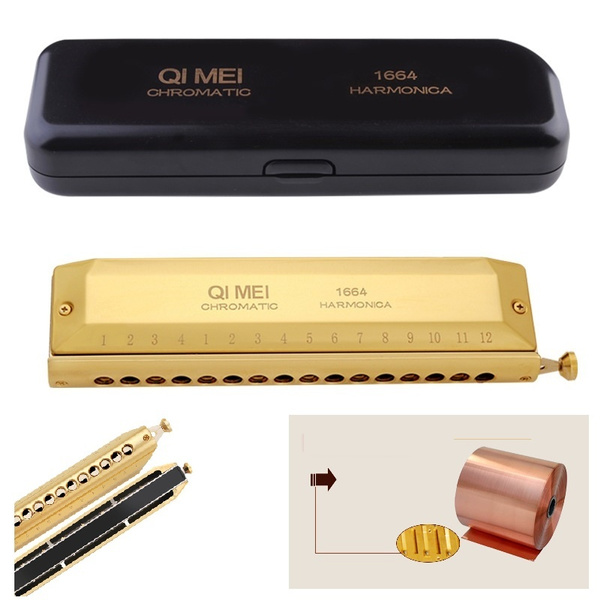 Chromatic Harmonica French Harp Mouth Organ Phosphor Bronze Key of C 16