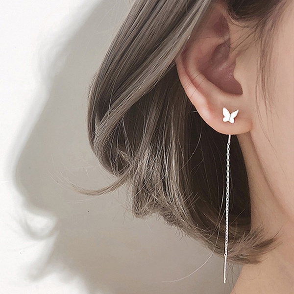 silver korean earrings