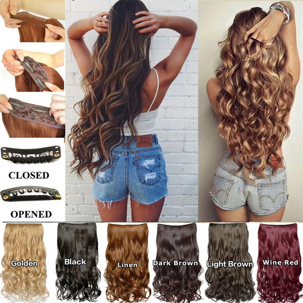 6 Colors Clip In Hair Extensions Sexy Long Curly Human Hair Extensions  Synthetic Wig | Wish