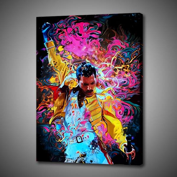 90x60cm Leinwandbild gespannt Toile Paul Sinus Art Freddie Mercury V Impression sur Toile avec Cadre différent ou Tasse 90 x 60 cm 